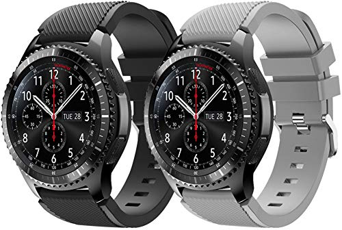 Vozehui Compatible Strap for Samsung Gear S3 & Galaxy Watch 46mm - 22mm Silicone Sports Band