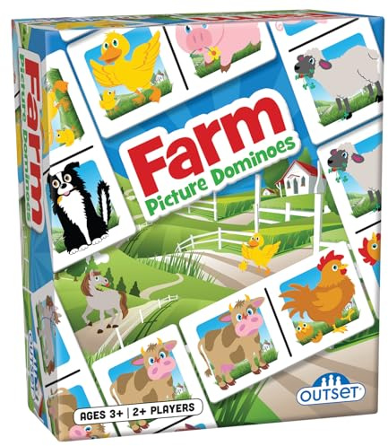 Picture Dominoes: Farm Themed Matching Game for prechoolers - Contains 36 Dominoes - for 2 or More Players Ages 3 and up by Outset