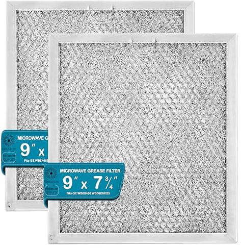 Microwave Grease Filter WB6X486, 9 x 7 3/4 - Aluminum Replacement for GE WB06X0486 & WB06X10125 - Grease Filter 7.75 x 9 (2-Pack in Box)