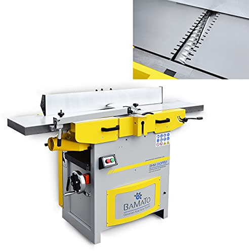 BAMATO Abricht- und Dickenhobelmaschine BHM-310PRO | (400V) | mit Spiralmesserwelle | 300mm Hobelbreite | Handrad mit Anzeige | Feinjustierung | Dickenhobelmaschine