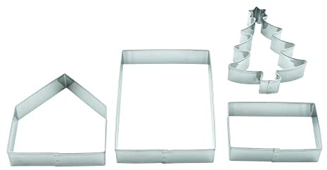 BekkiB 2250 - Lot de 4 « Maison en pain d'épice » - Petite maison croustillante à faire soi-même - Plaisir de cuisson pendant des années avec ce moule de base
