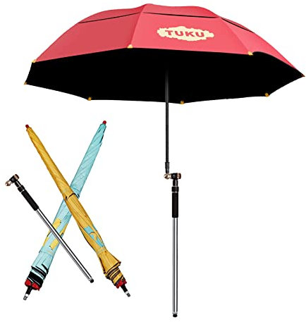 HDZNDH Parasol Inclinable, Parasol Plage, Parapluie de Pêche, Tige télescopique 6S Boutons, Tissu Oxford imperméable, avec Sac de Transport Confortable, pour Extérieur Patio Jardin