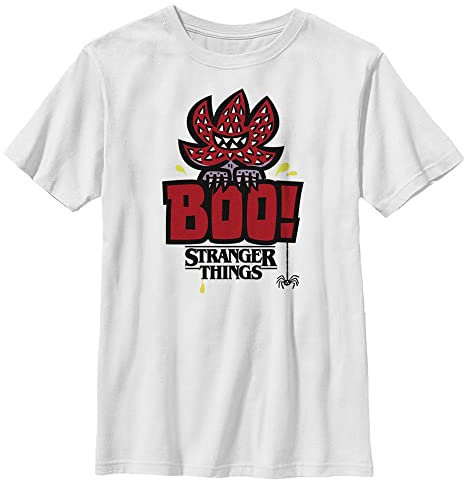 Stranger Things Unisex barn Boo kortärmad T-shirt, Vit, M