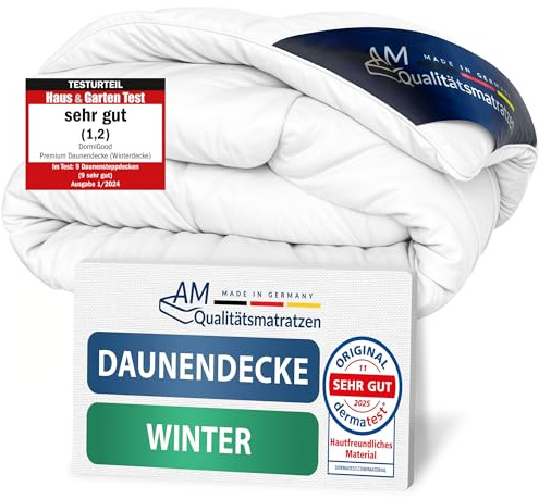 DormiGood Daunendecke 220x240 Winter - Made in Germany - 100% Extraweiche Daunen - Kuschelige Winterdecke 220x240cm - Oeko-TEX zertifizierte Federbettdecke 220x240cm - Bettdecke 220x240 Winter