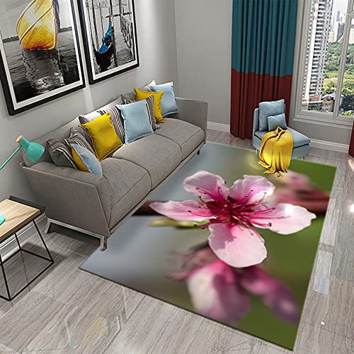 YUSENHUA Hermosa Alfombra 3D de Flor de Cerezo, Alfombra de decoración de Sala de Estar, área de Dormitorio, tapete, balcón de Estudio, Alfombra de Ambiente
