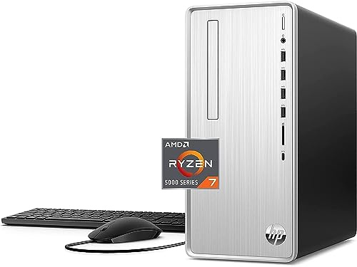 2023 HP Pavilion Desktop PC, AMD Ryzen 7 5700G (8 cores), 64GB RAM, 2TB SSD, 2TB HDD, AMD Radeon Graphics, Wi-Fi, Bluetooth, Keyboard and Mouse Combo, 9 USB Ports, Windows 11, Silver