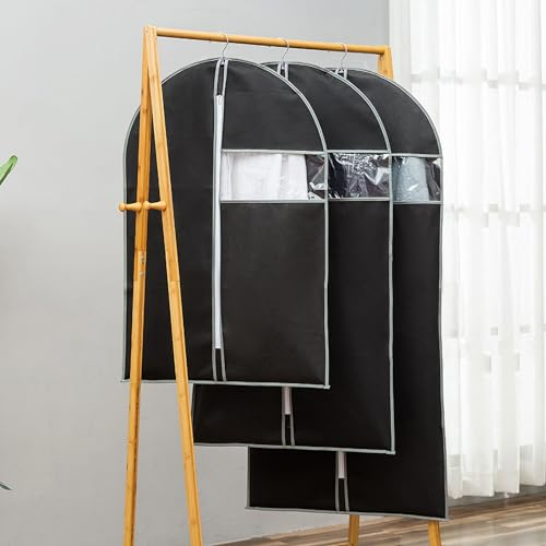 Kleidersack Kleidersäcke Zum Aufhängen Von Kleidung Kleiderhüllen Mit Reißverschluss Transparentes Design 70cm 80cm 100cm 120cm 140cm Für Garderobe, Reisen, Anzug Usw (Color : Black, Size : 60 * 80cm