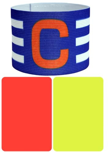 JUCHRZEY Streifen-Armband, verstellbar, professionell, Rot, Gelb, Karten, atmungsaktiv, leuchtende Farben, Kapitänsbinde und Schiedsrichterkarten-Set for Fußball-Kapitän und Schiedsrichter