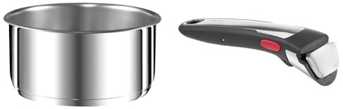 Tefal Ingenio Preference Casserole 22 cm, Empilable, Acier inoxydable, Induction, Polyvalence & Ingenio Poignée amovible Premium noire, Empilable, Verrouillage sécurité 3 points