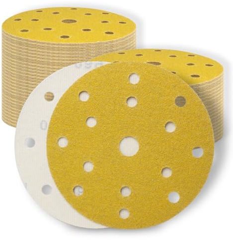 SenmaiTools 150mm Disque Abrasif 15 Trous Grain 180 Crochet et Boucle Disques de Ponçage 30 Pièces pour Ponceuses Orbitales Rondes et Aléatoires - pour le Bois le Métal et la Peinture