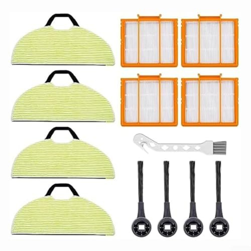 Filter Side Brush Mop Cloth Kit Replacement Part for Shark RV2610WA RV2620WA RV2410WD AV2610WA AI Ultra 2-in-1 Robot Vacuum Cleaner Accessories, 4pcs Side Brush, 4pcs Filter