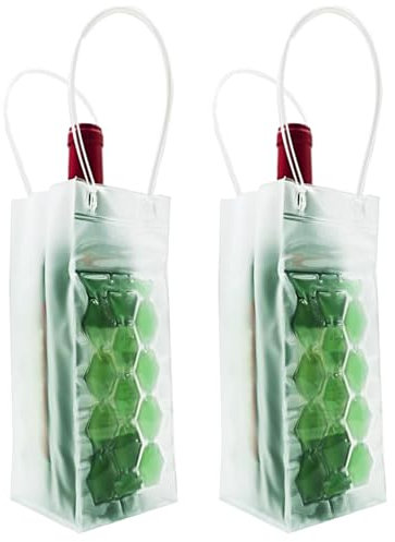 Paquete de 2 bolsas enfriadoras de vino con bolsas de hielo de gel, bolsas reutilizables para congelador para vino rojo, blanco, champán y vino espumoso, enfriador portátil para fiestas, picnics