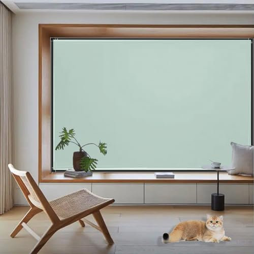 Verdunklungsrollo Thermo 115 x 105 cm, Verdunkelung Energiesparend100% Lichtundurchlässig, Abnehmbar Ohne Bohren Thermo-Rollo, mit Klettband für Fenster Türen, Grün