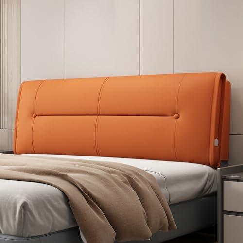 Großes orangefarbenes Kopfteil für Betten, Wandmontage, abnehmbarer Bezug, rechteckig, Lendenwirbelstützkissen, ideal für Sofa, Bett, Etagenbett, extra große Rückenlehne, 200 x 58 x 10 cm