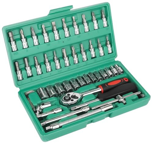 WMFASBAG -teiliges Ratschenschlüssel-Set, Hülsenkombination, 1/4-Antrieb, Sechskant-Bit-Steckschlüsselsatz, 1/4-Zoll-Antrieb, Steckschlüsselsatz, Ratschenschlüssel-Set, Auto, Motorrad, Fahrr