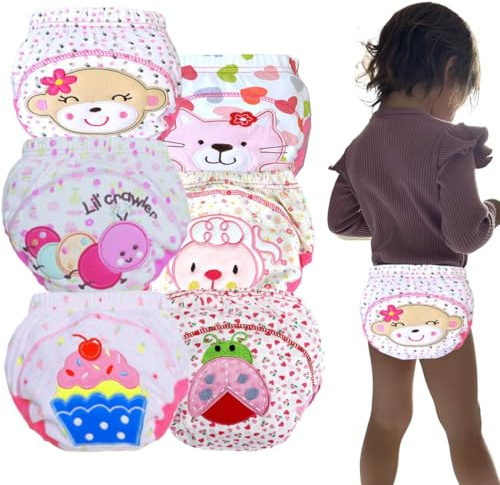 6 Stück Baby Trainingshosen Baby Baumwolle Atmungsaktive Trainingshosen Kinder Toilette Training Unterwäsche Kleinkind Töpfchen Hose Baby Unterwäsche Toilette Training Unterwäsche, 0-1 Jahre alt