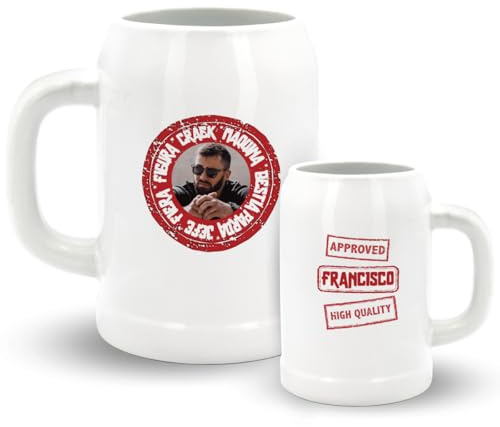 DEREGALOOS Jarra de Cerveza de Cerámica Personalizada con nombre. Jarras de cerveza originales para padres. Regalo Original día del Padre. (Crack)