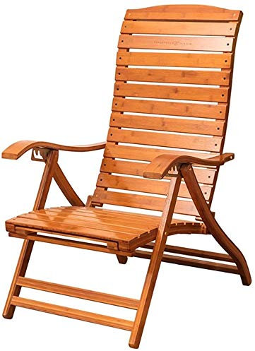 JKJZSALJ Schaukelliege, zusammenklappbar, aus Bambus, Liegestuhl aus Holz mit Fußstütze, ausziehbar, 6 Positionen, Liegestuhl für den Sommergarten, Liegestuhl