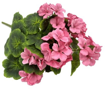 AQCQDQ Faux 9 Kopf Begonie Blume, Geranie Blumen Dekoration Faux UV beständige Geranienbusch, Raumdekoration Bouque Seidenblume for Hochzeit Party Tischdekoration Künstliche Blumen (Pink,1 Stück)