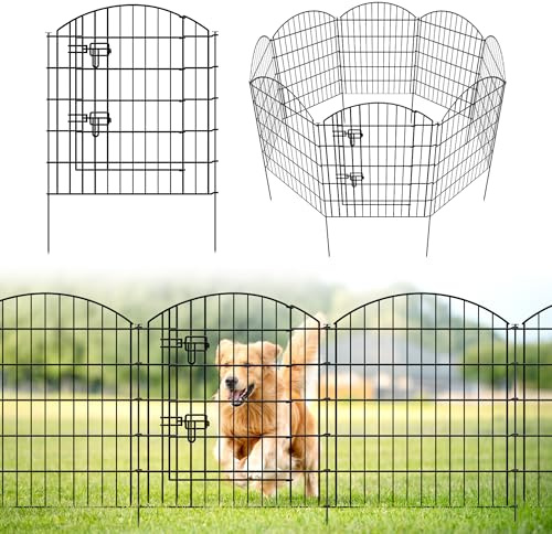 ARIFARO Metall Dekorative Gartenzaun, 81cm H x Gesamtlänge 3,5m | Paneelbreite: 71cm, 4 Panels+1 Tor, Keine Graben Haustier Zaun Metall Drahtzaun Panel Grenze für Hund, Kaninchen, Hof