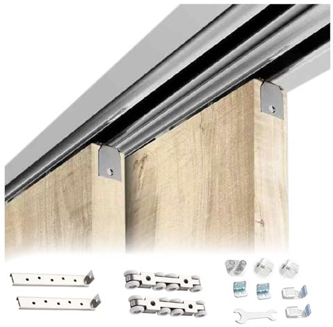 Binario per porta scorrevole Kit Binario For Porta Scorrevole For Armadio Da 96,72,60,48 Pollici, Ferramenta For Porta Bypass For Impieghi Gravosi Con Meccanismo Di Chiusura Ammortizzata, Set Di Binar