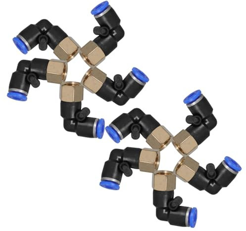 Ciieeo 10pcs Elbow Air Tube Connector, Pneumatic Push to Connect, Quick Connect Adapter, Air Hose Fittings, Brass Hose Tap Connector, Compact Resin Copper, Industrial Automation