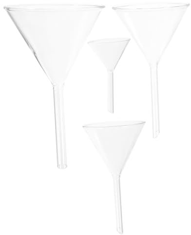 Ciieeo 4piezas Embudos De Vidrio Para Laboratorio De Borosilicato Resistentes La Corrosión Con Tallo Corto Para Experimentos Científicos y Filtrado Preciso