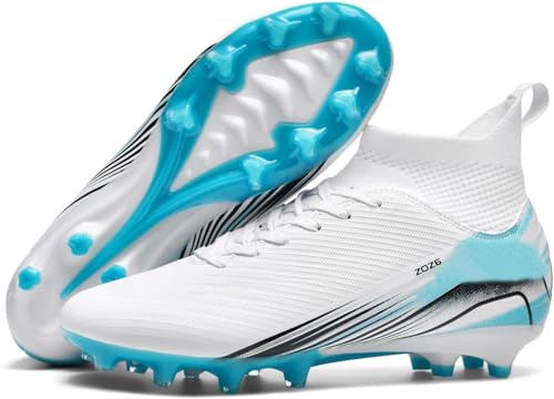 Kmrlofiy Fotbollsskor, herr, pojke, High Top Spike, mikrofiber, Cleats, professionella fotbollsskor, utomhus, atletisk, träningsskor, tävling, Amg J2, 42 EU
