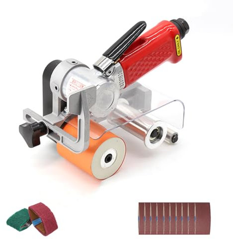 THYXGS Levigatrice a Nastro Pneumatica, Macchina per Trafilatura Manuale, 5 X 8 Mm/6,5 X 10 Mm con Trachea, Nastro Abrasivo da 60 X 260 Mm, velocità 7000 Giri/min/10000 Giri/min, per Legno E Metallo