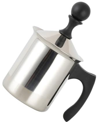 MOKKHNB Mousseur à Lait Manuel 400cc Acier Inoxydable 304 Poignée En Bois Dur Mousseur à Lait à Pompe Traditionnelle Pour Art Usage Domestique
