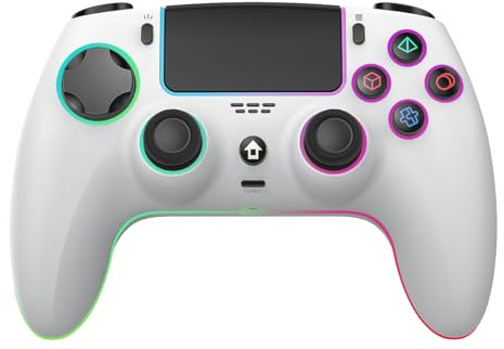 Wireless Controller Compatible with PS-5/Pro/PC/MAC/iOS/Android10/Steam Deck, Gamepad with 7 Colors RGB Lighting/Dual Vibration/Turbo/Programmable/Headset Jack/6 Axis Gyro Sensor/1500 mAh Battery
