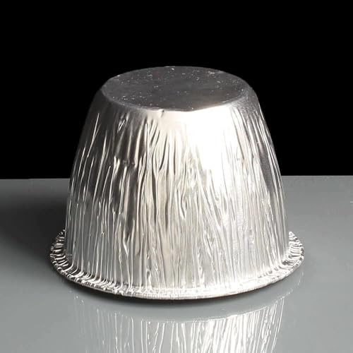 Disposable Christmas Pudding Foils Steak Kidney Suet Pie Individual Pie & PuddingTins - Round Aluminium 2 Inch Height / 1.8 Inch Base Recyclable Baking Catering Cooking (100)