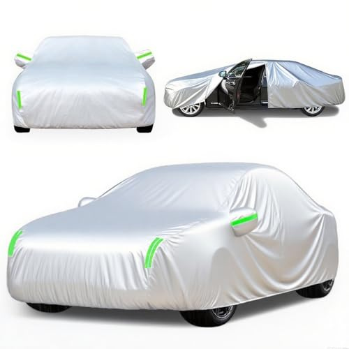 All Weather Car Cover Waterproof for Volkswagen Golf 7 Golf 7 GTI Golf 7 R,Silver Heavy Duty Outdoor Protection,UV Sun Rain Snow Frost Resistant,Scratch-Proof with Zipper & Reflective Stripes