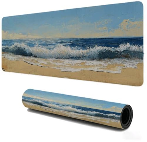 Alfombrilla Ratón Gaming 700x400, Mejora Velocidad y Precisión, Ola del mar Azul Mouse Pad Antideslizante, Alfombrillas Raton de Oficina y Casa, Accesorio Gaming para Ordenador Ratón Teclado S-149