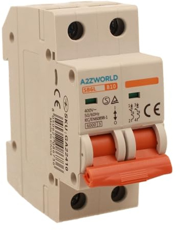 Leistungsschalter 10 A B10, Bipolar 2P, Kurve B 6kA, 2 Module DIN 220 V AC, zertifiziert IEC60898-1, Serie SB6L