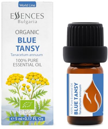 Essences Bulgaria Huile Essentielle De Tanaisie Bleue Bio 5 ml | Tanacetum Annuum | 100 % Pure | Naturelle | Non Diluée | Aromathérapie | Cosmétiques | Non Testé Sur Les Animaux | Sans OGM