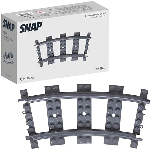 SNAP 32x Gebogene Schienen R40, Baustein-Set für Züge, Gleissystem der Train-Serie, Konstruktionsbausteine kompatibel, DIY-Geschenk für Erwachsene und Kinder im Miniatur- und Modellbau – 10060