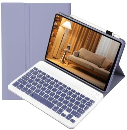 leleyo Funda con Teclado para Tablet Lenovo Tab de 10.1 Pulgadas, Cubierta Inteligente magnética con Teclado Bluetooth inalámbrico extraíble para Lenovo Tab, Morado