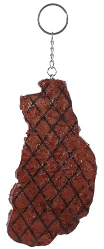 Uonlytech Porte-clés Accessoire Décoratif et Fonctionnel de Steak Réaliste 1:1 en Pvc et Acier Inoxydable pour Paquet à Main ou Paquet à Dos