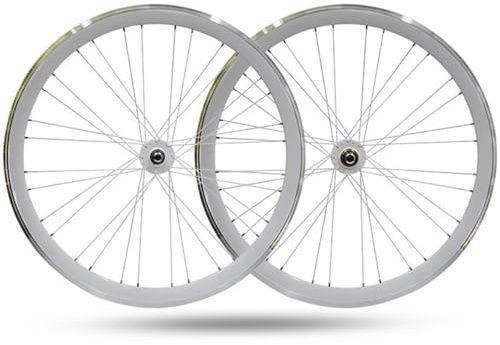 700C Fixed Gear Fahrrad-Laufradsatz Aluminiumlegierung Single Speed Rennrad V-Bremse 32/36H Höhe 40mm Vorder- Und Hinterrad(Bianco)