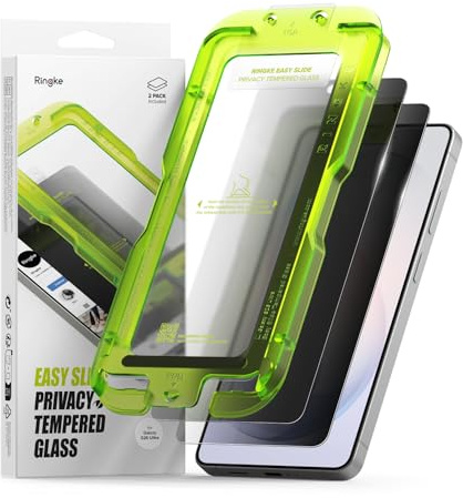 Ringke Verre Trempé Samsung Galaxy S26 Ultra Vitre Anti Espion | [2 Pack] Easy Slide Privacy Tempered Glass, Qualité HD, Anti-Rayures, 9H Dureté, Application Facile