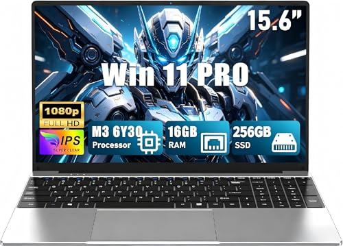 CHIFUYOU Portátil 16GB RAM, SSD 256GB 15,6 Pulgadas, M3-6Y30 (0,9 a 2,2 GHz), Portátil 2026, FHD 1920x1080p, 5000 mAh/38,5 WH, Tarjeta TF, cámara Web, Pantalla táctil, para Estudiantes/Profesionales