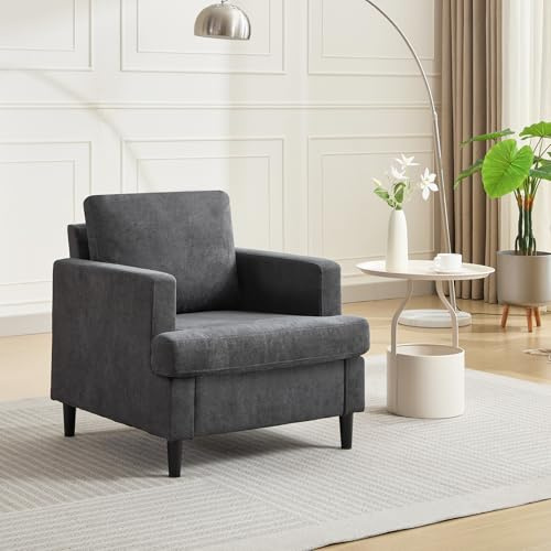 JOLLYTOP Akzentstuhl, übergroßer Wohnzimmersessel, Gemütlicher Sessel Mit Dickem Kissen, Bequemer Lesesessel, Gepolsterter Sofasessel, Lounge-Sessel, Für Wohnzimmer, Schlafzimmer, Grau