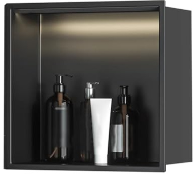 Nicho de ducha de acero inoxidable con luz LED, inserto de pared integrado para estante de almacenamiento de baño, no requiere azulejos