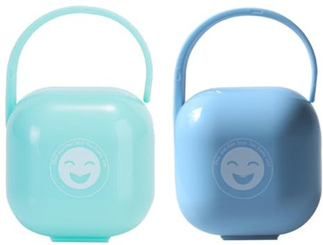 UTHCLO Caja para Chupetes para Bebés 2 Piezas Tapa Antideslizante y Bordes Suaves, Material Pp Resistente, Portátil y Fácil de Limpiar para Uso Diario Color Varios estilos