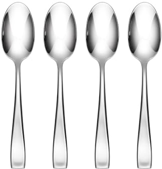 Oneida Silverware Set, Moda Fine Teaspoons Flatware Set, Service For 4, 18/10 Stainless Steel Spoons, Dishwasher Safe Utensils, Home And Kitchen, Spoons, Tea spoon (Silver, 4 Piece)