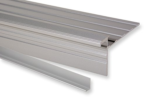 Trepsa Treppenkantenprofil Profil 1 mit Abschluss-Clip | Aluminium eloxiert (800 mm, Silber)