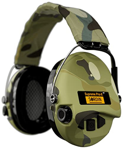 Sordin Pro X LED Cascos - 75302-X-08-S - Auriculares Ultrafinos Electrónicos | Orejeras de Protección Auditiva | Diseño Extraplano para Cazadores - Tiradores y Aficionados a la Caza - SOR75302-X-08
