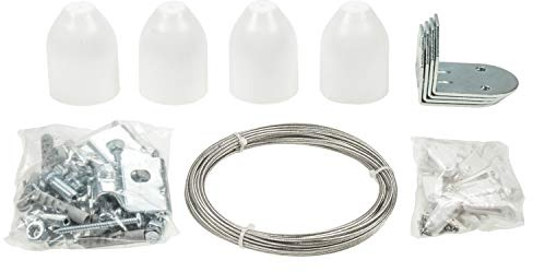 sunprotect 12502 Montage-Set für Seilspann-Markise/Sonnensegel/Sonnenschutz für Pergola Wintergarten Terrasse, Silber/weiß, 37-teilig (1 Set)