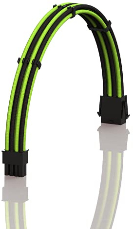 LINKUP - AVA 50cm EPS 8 Pin (4+4) CPU ATX Motherboard PSU Power Supply Braided Sleeved Custom Mod PC Extension Cable w/Combs | Strong & Stiff Design | Single Pack | 500mm - GreenBlack